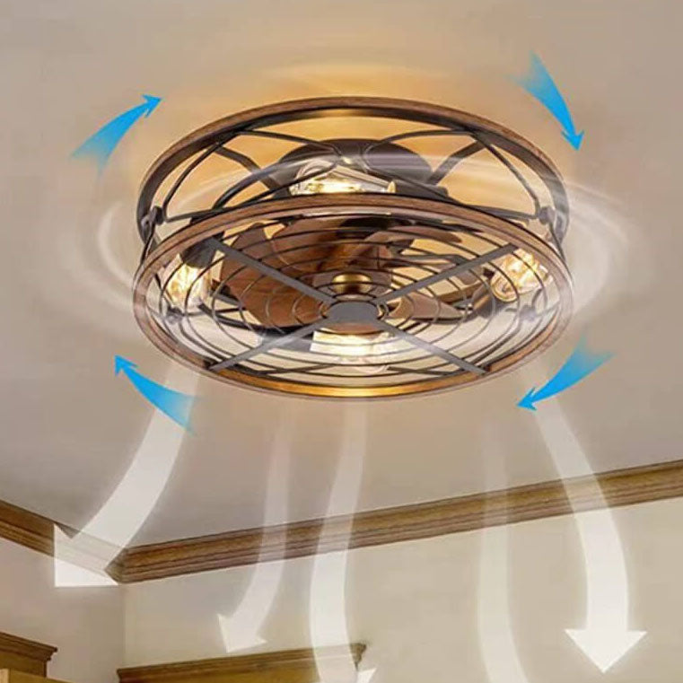 Nordic Wrought Iron 4-Light Flush Mount Ceiling Fan Light