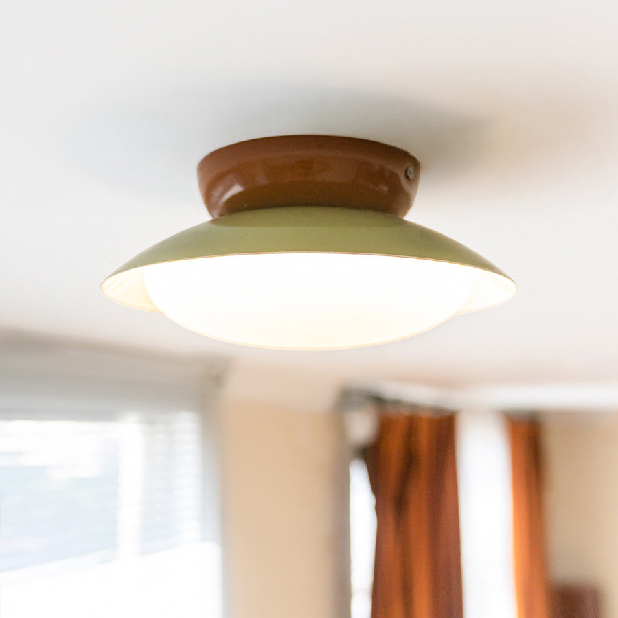 Contemporary Scandinavian LED Semi-Flush Mount Ceiling Light - Geometric Semicircle Shade for Living Room