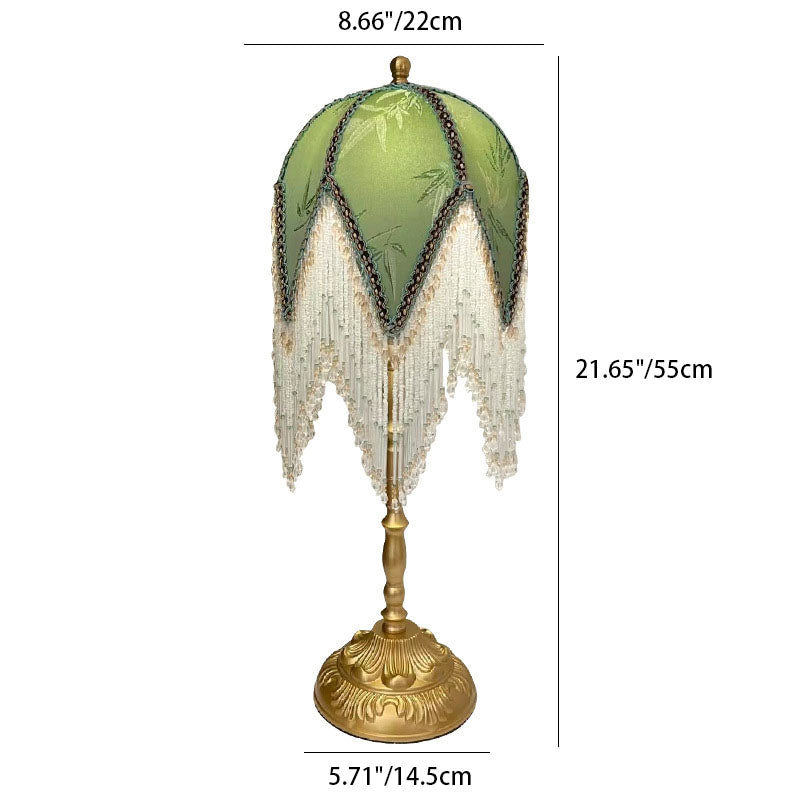 Traditional French Tassel Leaf Iron Table Lamp – 1-Light Bedroom Decor