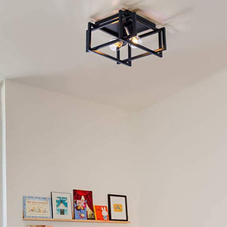 Contemporary Industrial Square Iron 2-Light Semi-Flush Mount Ceiling Light 

Upgrade your living room decor with this stylish contemporary industrial 2-light semi-flush mount ceiling light. Crafted from durable iron with a sleek square design, this fixtur