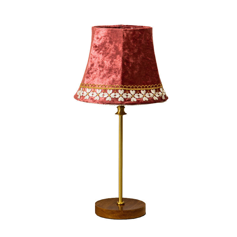 Traditional European Drum Velvet Copper Wood Table Lamp - 1-Light for Living Room

Elevate your living room decor with this stylish Traditional European Drum Table Lamp, featuring a luxurious velvet shade, elegant copper accents, and a sturdy wood base. P
