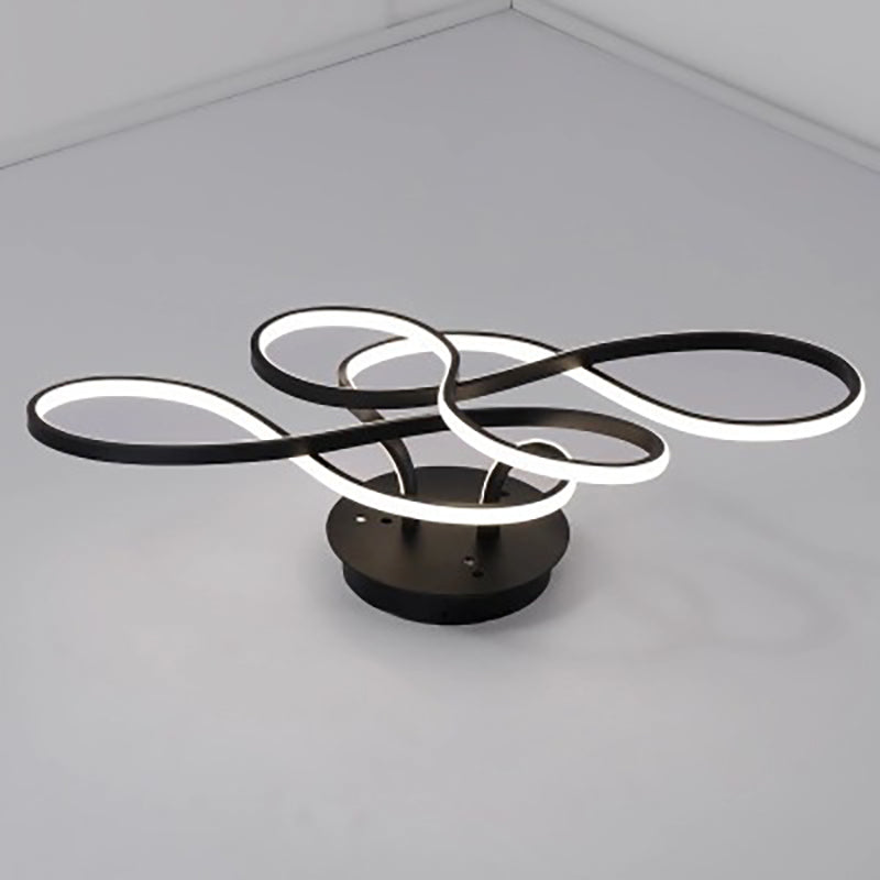 Modern Transitional Irregular Strip Aluminum Acrylic LED Semi-Flush Mount Ceiling Light for Living Room