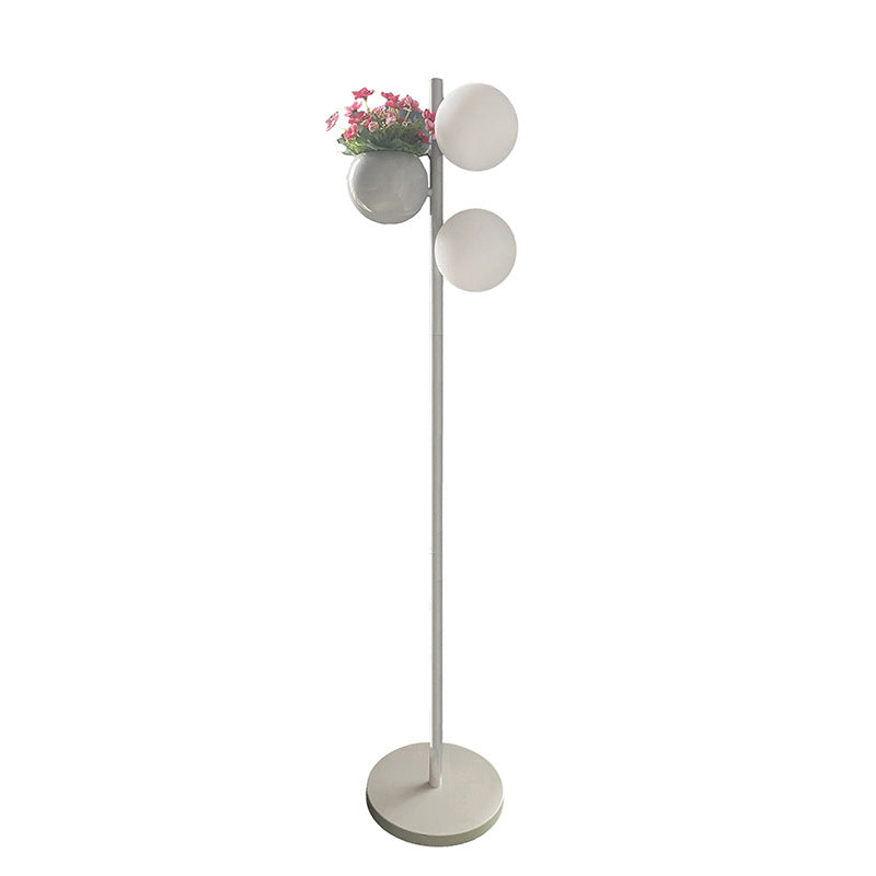 Contemporary Outdoor LED Globe Shade Floor Lamp for Patio Decor - Waterproof and Stylish Flowerpot Design