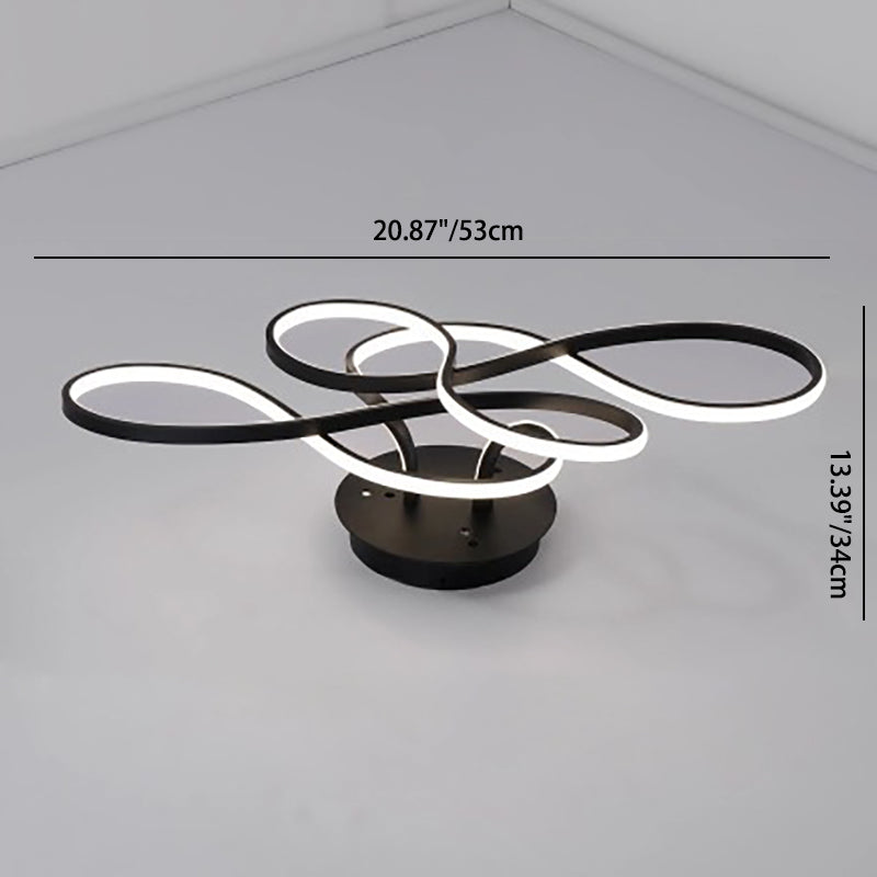 Modern Transitional Irregular Strip Aluminum Acrylic LED Semi-Flush Mount Ceiling Light for Living Room