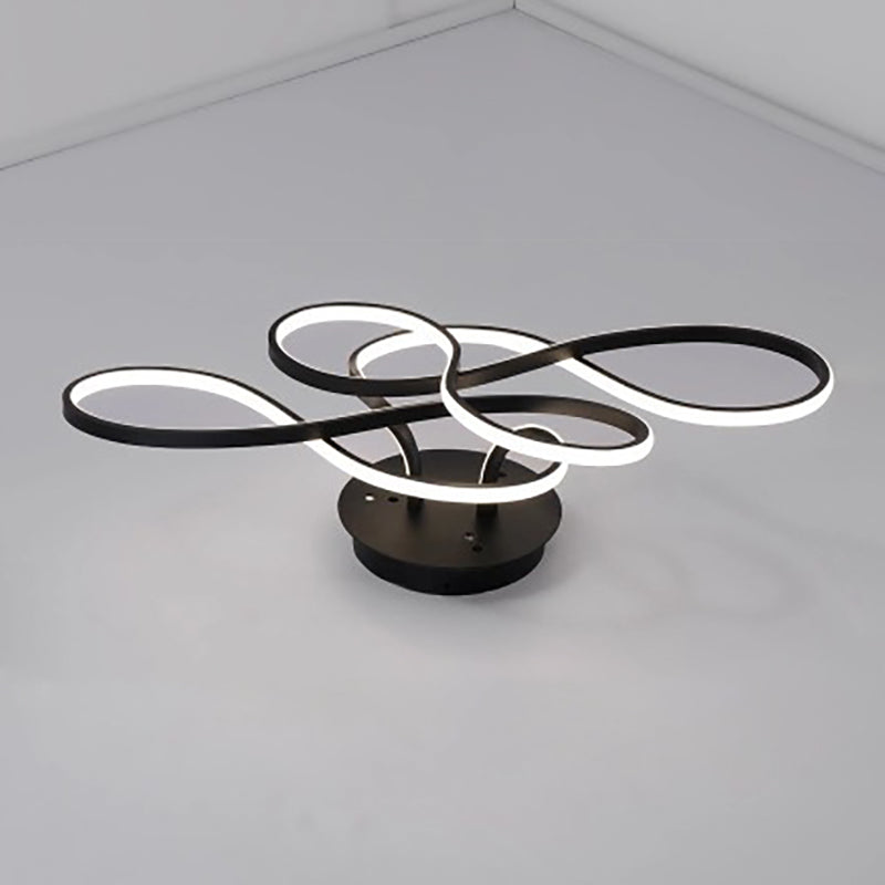 Modern Transitional Irregular Strip Aluminum Acrylic LED Semi-Flush Mount Ceiling Light for Living Room
