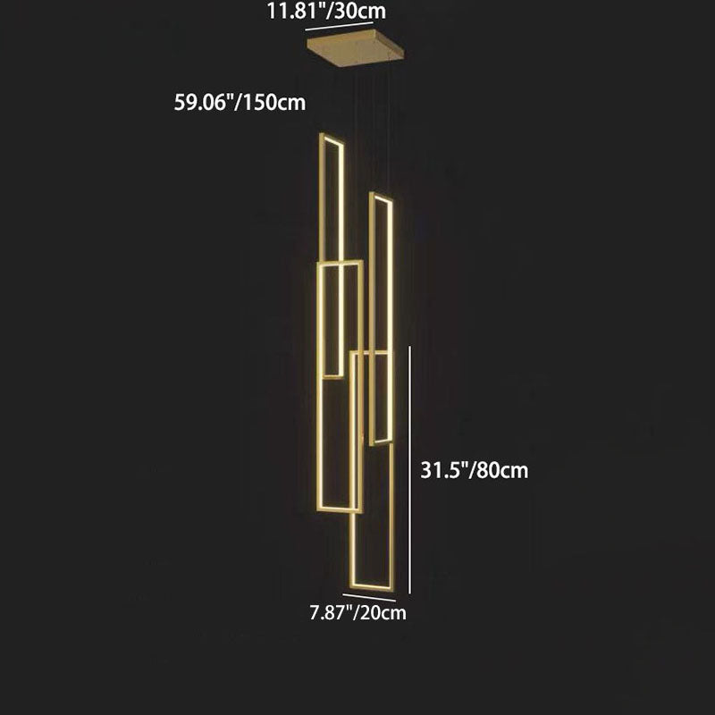 Modern Minimalist LED Chandelier - Iron, Aluminum & Silica Ceiling Plate for Stairway