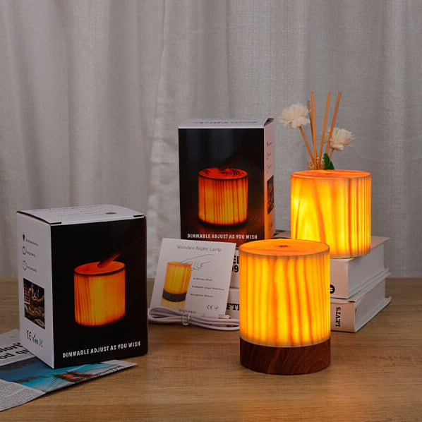 Creative Wood LED Touch Night Light Lamp - Modern Design & Adjustable Brightness
