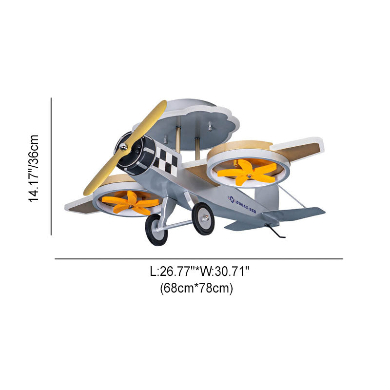 Creative Cartoon Airplane Iron Acrylic LED Kids Semi-Flush Mount Ceiling Light - Children's Room Decor, Playroom Lighting, Airplane-themed Light Fixture, Nursery Ceiling Lamp, Kid's Bedroom Illumination, Airplane Design LED Light, Unique Children's Ceilin