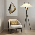Contemporary Semi-Tapered Fabric Shade Iron Tripod Floor Lamp for Study