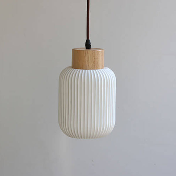 Nordic White Ceramic Cylinder 1-Light Japanese Pendant Light