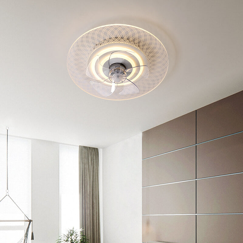 Modern Light Luxury Geometric LED Flush Mount Ceiling Fan Light