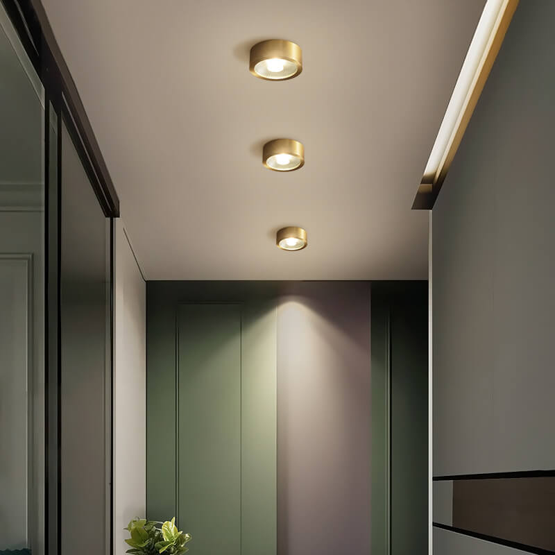 Modern Luxury Round Copper Ultra-thin LED Flush Mount Light for Hallway