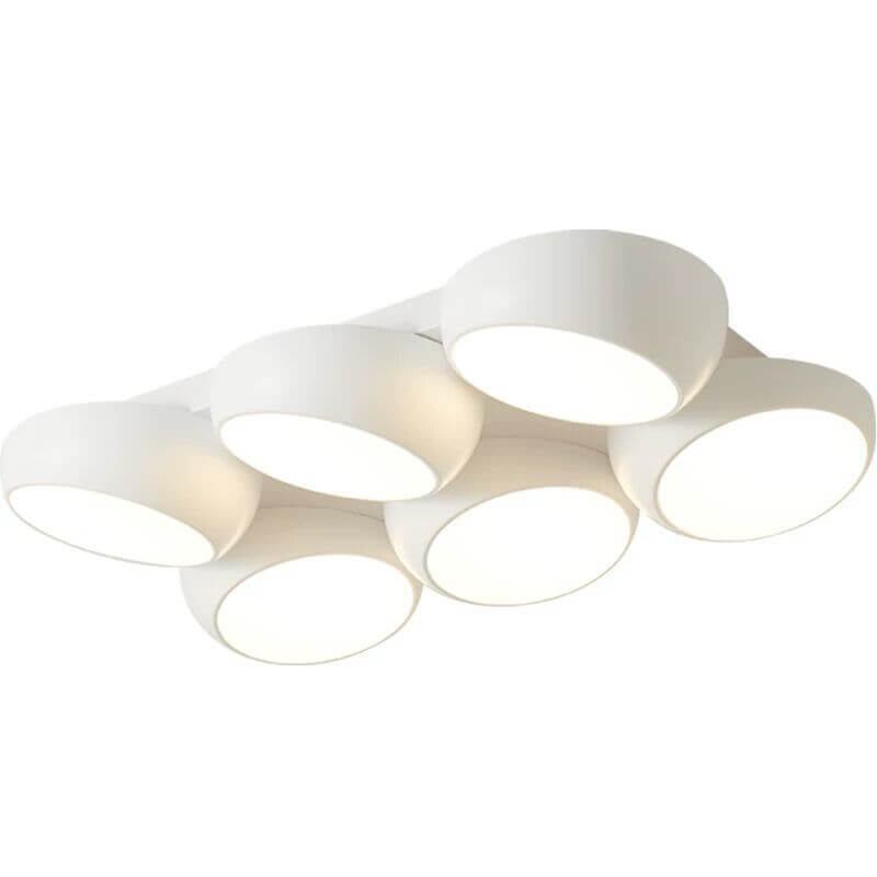Scandinavian Modern Round LED Semi-Flush Mount Ceiling Light – Iron & Plastic Design