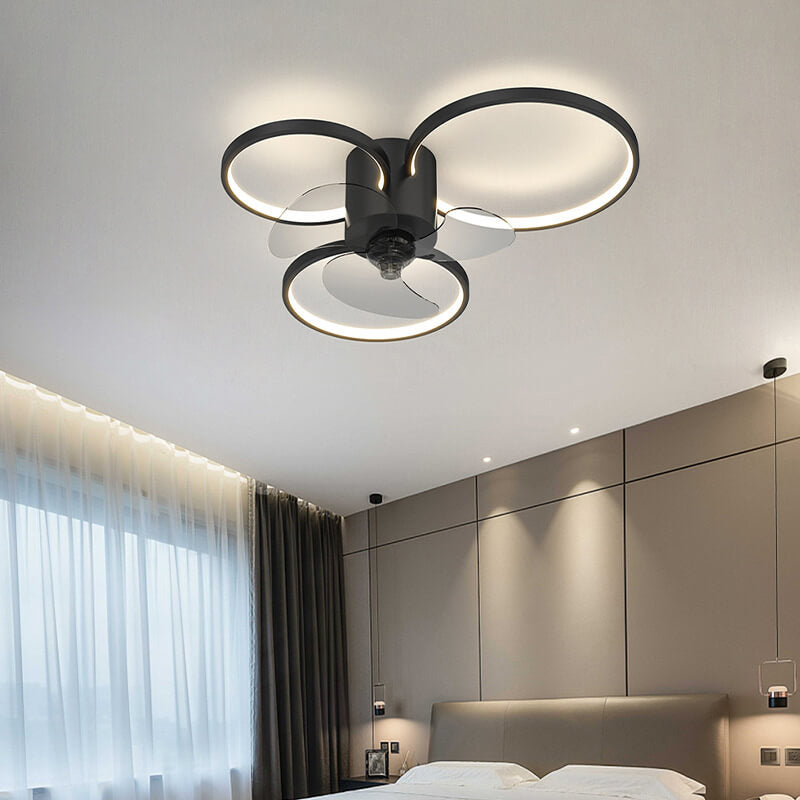 Modern Geometric Square Round LED Ceiling Fan Light - Elegant Flush Mount Design, Stylish Home Lighting, Energy Efficient, Contemporary Ceiling Fixture