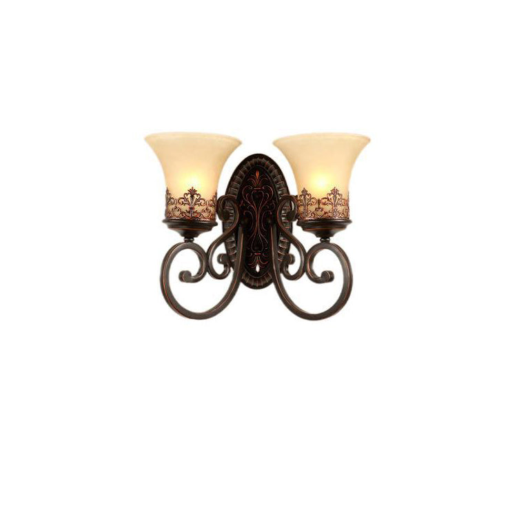 Vintage Round Glass Iron Wall Sconce Lamp - 1/2 Light Bedroom Fixture