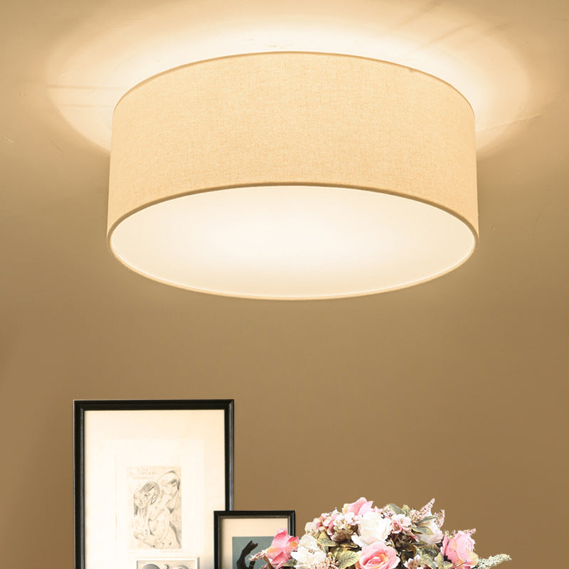 Modern Minimalist Round Drum Flush Mount Ceiling Light - Iron & Fabric 3/5 Light for Living Room