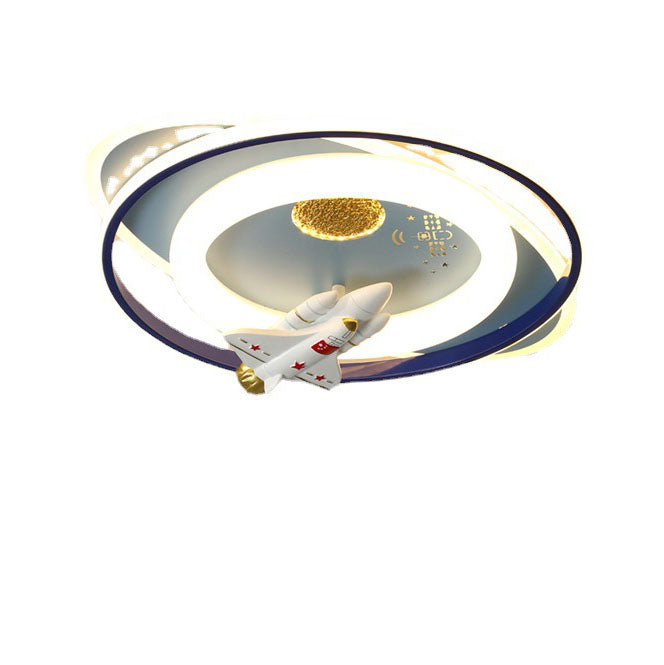 Modern Creative Kids Iron Cartoon Astronaut Rocket LED Flush Mount Ceiling Light, Children's Bedroom Lighting, Space Theme Decor, Playroom Illumination, Fun Astronaut Design, Colorful Nursery Fixture, Eco-Friendly LED Ceiling Lamp, Unique Child Room Acces