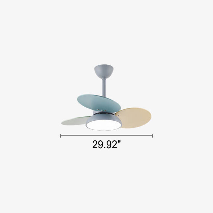 Colorful Round Fan Leaf Kids Downrods Ceiling Light