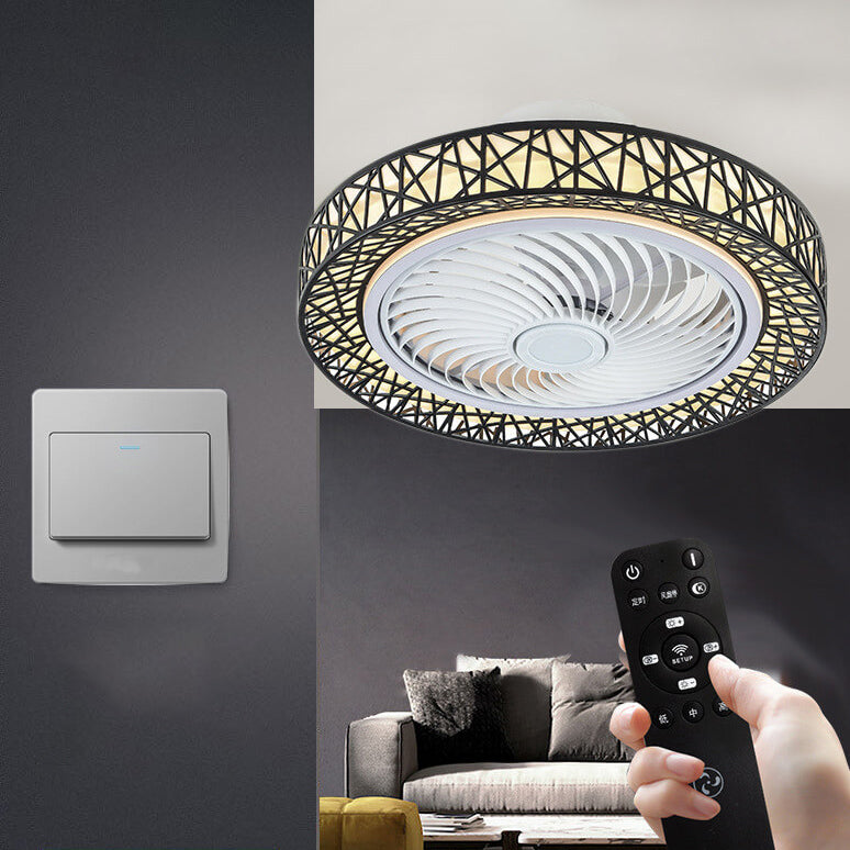 Modern Luxury Round Lace Ceiling Fan Light - LED Flush Mount Fixture