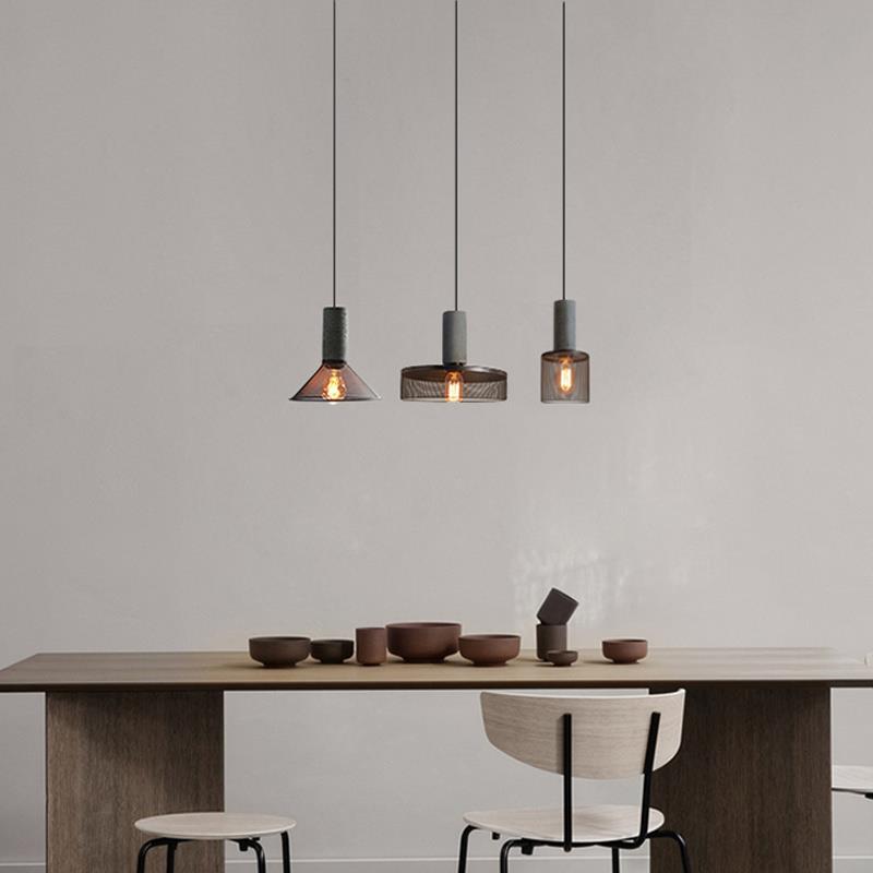 Contemporary Industrial Tapered Cement & Iron Pendant Light - 1-Light for Living Room