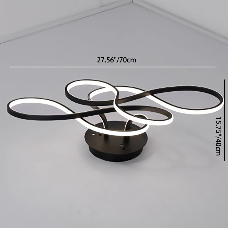 Modern Transitional Irregular Strip Aluminum Acrylic LED Semi-Flush Mount Ceiling Light for Living Room