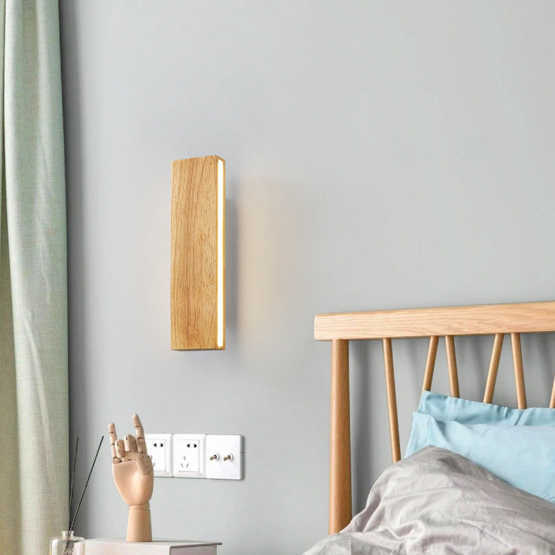 Solid Wood Strip LED Wall Sconce Lamp - Modern Wall Lighting, Rustic Home Decor, Energy Efficient Accent Light, Contemporary Indoor Illumination, Customizable LED Strip, Stylish Wood Wall Lamp for Living Room, Bedroom, and Hallway