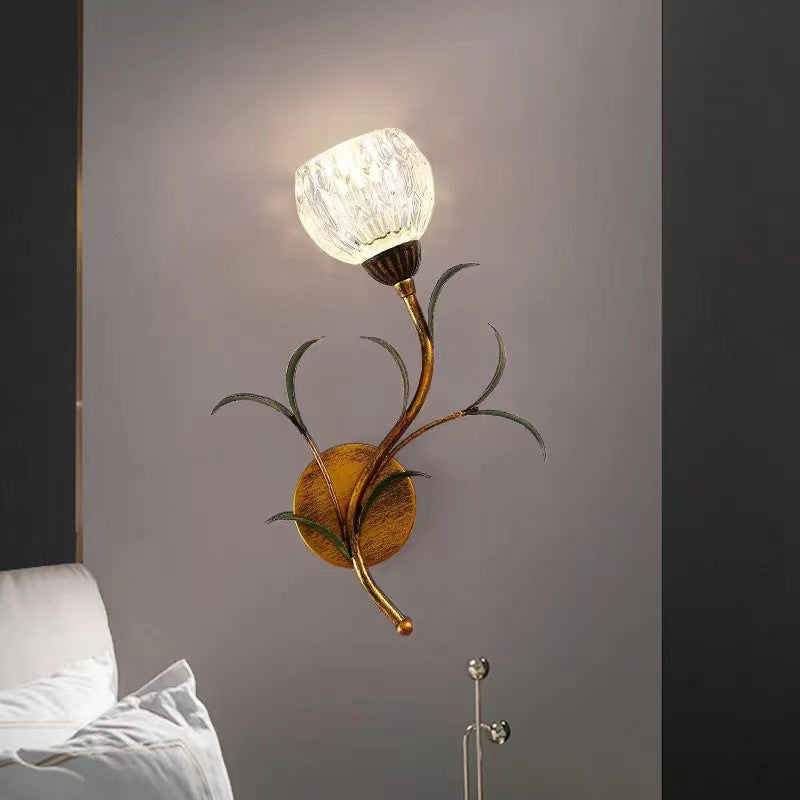 Modern Minimalist Glass Flower Wall Sconce - 1/2-Light Lamp for Living Room, Bedroom, and Hallway Decor
