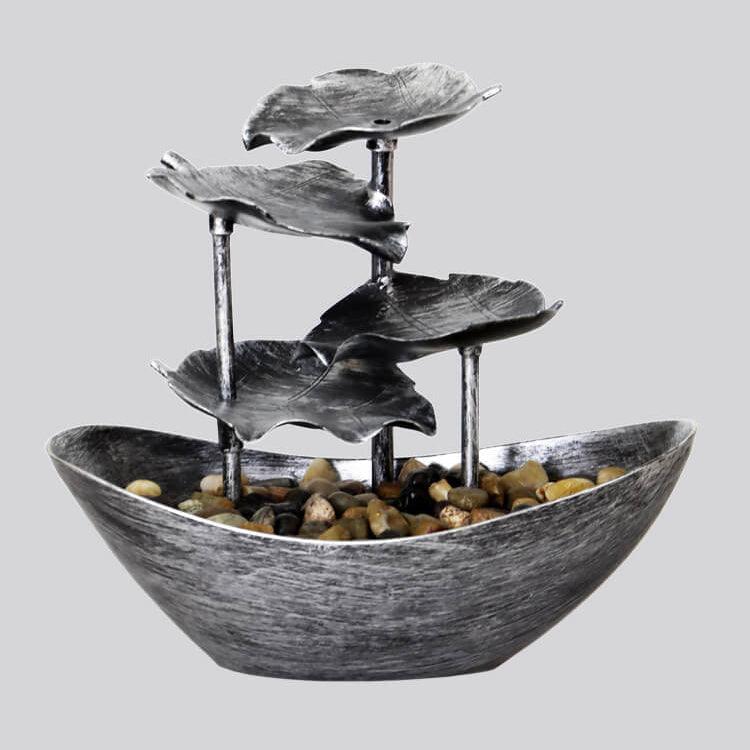 Lotus Leaf Yuanbao Flowing Fountain LED Table Lamp - Elegant Decorative Light for Home & Office, Water Fountain Night Light with Soothing Ambiance