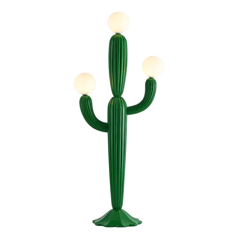 Contemporary Cactus Resin Glass 3-Light Floor Lamp for Living Room