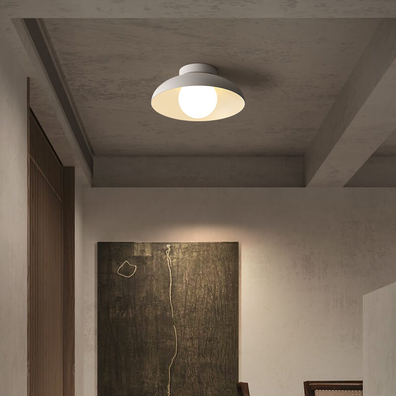 Contemporary Nordic Wabi-Sabi Iron Glass Semi-Flush Mount Light
