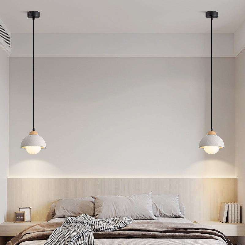 Contemporary Scandinavian Cement Dome Pendant Light for Bedroom 1-Light