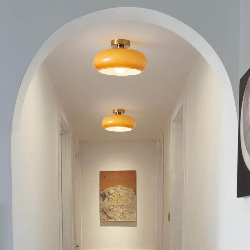 Modern Retro Solid Color Glass Pendant Light - Electroplated Copper Flush Mount 1-Light Fixture