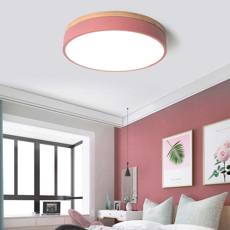 Modern Minimalist Macaron Acrylic LED Flush Mount Ceiling Light for Bedroom