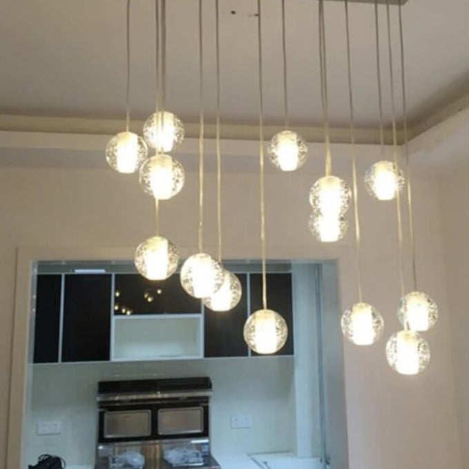 Modern Luxury LED Loft Chandelier with Crystal Orb Shade