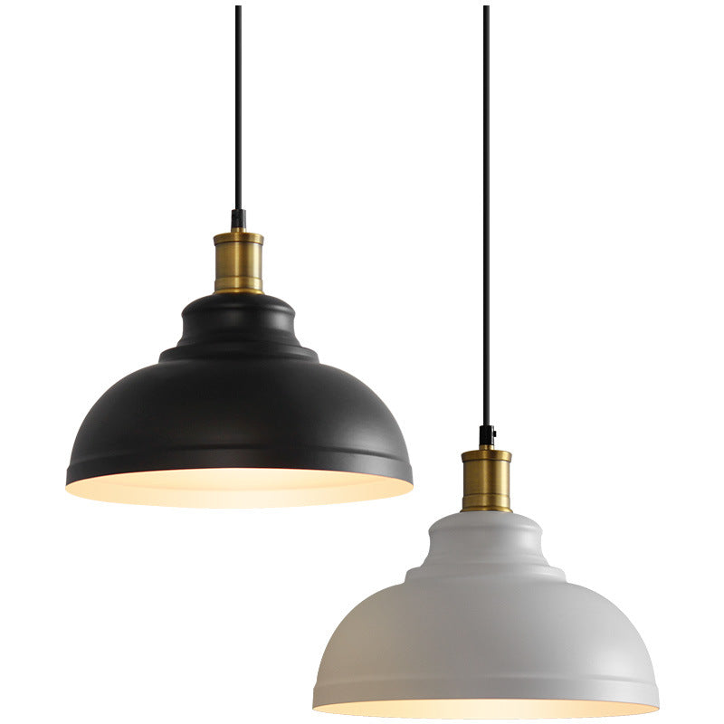 Contemporary Industrial Dome Pendant Light - Round Iron 1-Light Fixture for Living Room