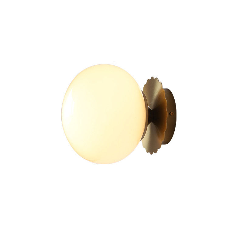 Modern Vintage Minimalist Round Iron Glass Wall Sconce Lamp 1-Light
