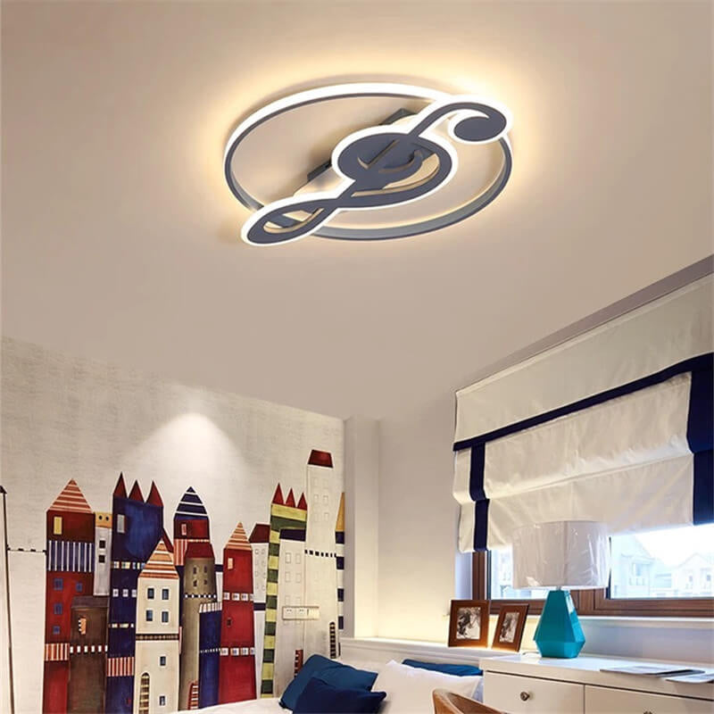 Nordic Creative Music Notes Design LED Flush Mount Ceiling Light, Modern Ceiling Lighting, Decorative LED Light Fixture, Unique Music Themed Home Decor, Stylish Flush Mount Lights for Living Room, Bedroom and Dining Room, Energy Efficient Ceiling Light, C