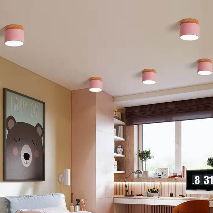 Scandinavian Macaroon LED Flush Mount Ceiling Light - Solid Color Design