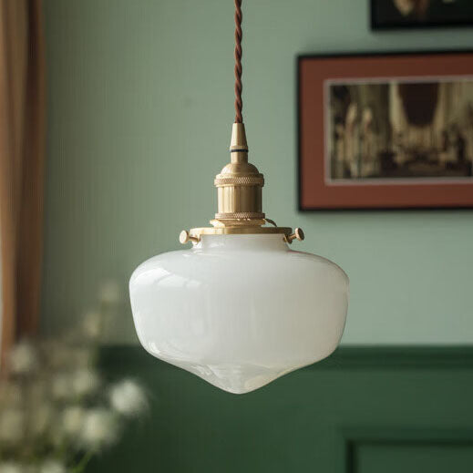 Nordic Vintage Brass Glass Pendant Light - 1-Light Hanging Lamp for Home Decor