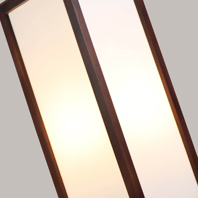 Traditional Chinese Rectangular Parchment Wood 1-Light Floor Lamp for Entertainment Rooms