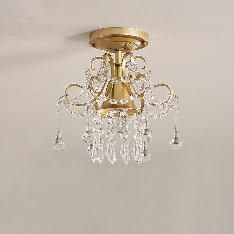 Modern Crystal Flower Semi-Flush Mount Ceiling Light, 1/3-Light Design, Elegant Home Lighting