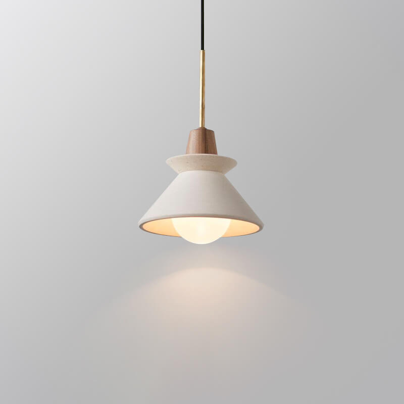 Nordic Minimalist White Cement Pendant Light - 1-Light Tapered Design