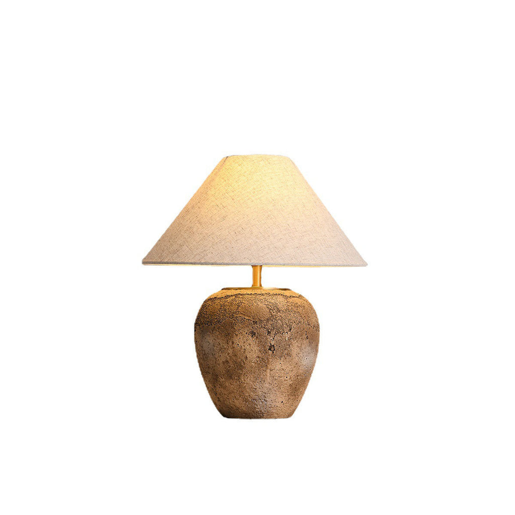 Modern Shabby Chic Cone Fabric Ceramic Jar Table Lamp - 1-Light for Bedroom