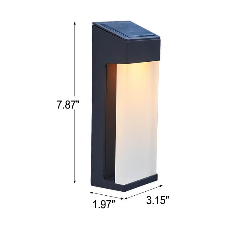 Solar Square Frosted Glass LED Wall Sconce - Waterproof Outdoor Lighting