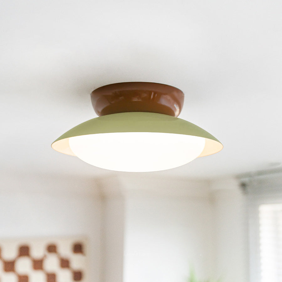 Contemporary Scandinavian LED Semi-Flush Mount Ceiling Light - Geometric Semicircle Shade for Living Room