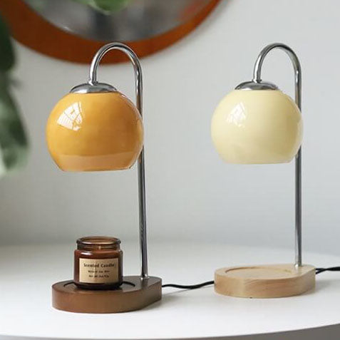 Modern Solid Wood Candle Spherical 1-Light Melting Wax Table Lamp, Rustic Home Decor Lamp, Contemporary Design Lighting, Elegant Bedroom Accent Lamp, Warm Candlelight Table Lamp, Handmade Wooden Lamp, Unique Gift for Home Decor, Eco-Friendly Light Fixture