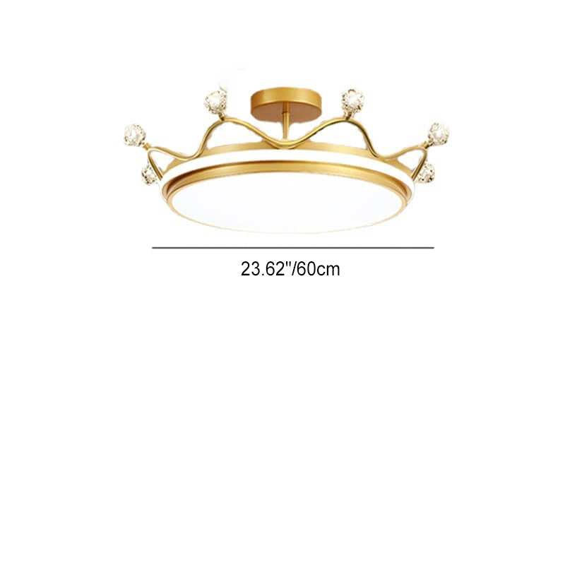 Contemporary Kids Crown Iron Acrylic LED Semi-Flush Mount Ceiling Light for Bedroom, Modern Childrens Lighting, Child Room Decor, LED Light Fixture, Stylish Playroom Fixture, Crown Design Ceiling Light for Kids, Creative Bedroom Lighting Solution, Energy-