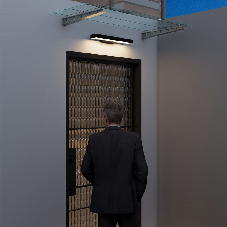 Modern Minimalist Waterproof LED Wall Sconce Lamp - Rectangular Flat Design, Outdoor Sensor Lighting