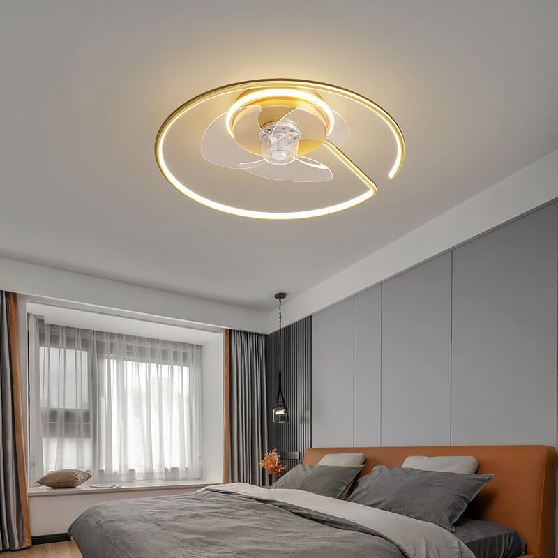 Minimalist Round LED Flush Mount Ceiling Fan Light - Luxury Invisible Design