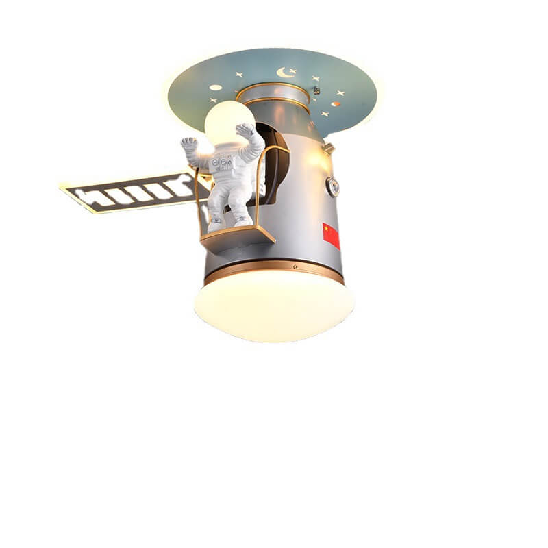 Creative Simplicity Spaceman Astronaut LED Kids Flush Mount Ceiling Light, Children’s Space Theme Lighting, Astronaut Bedroom Light Fixture, Nursery Decor, Kids Room LED Ceiling Lamp, Modern Space Adventure Light, Unique Space Explorer Ceiling Light for K